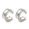 Rack Plating Brass Micro Pave Clear Cubic Zirconia Ring Cuff Earrings for Women, Cadmium Free & Lead Free, Long-Lasting Plated, Platinum, 17x7.5mm
