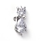 Brass Micro Pave Cubic Zirconia Kitten Links connectors, Cat, Clear, Platinum, 18x8x5mm, Hole: 1.2mm