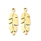 201 Stainless Steel Pendants, Laser Cut, Leafy Branch Charms, Golden, 20x7x1mm, Hole: 1.4mm