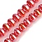 Electroplate Transparent Glass Beads Strands, Pumpkin, Faceted, AB Color Plated, Red, 8x6mm, Hole: 1.2mm, about 78~81pcs/strand, 18.50''(47cm)