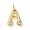 Rack Plating Brass Micro Pave Cubic Zirconia Pendants, Cadmium Free & Lead Free, Long-Lasting Plated, Real 18K Gold Plated, Letter A, 23x15x5.5mm, Hole: 3.2mm