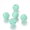 Handmade Cinnabar Beads, Carved Lacquerware, Round, Aquamarine, 16x15mm, Hole: 2mm