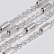Tarnish Resistant 304 Stainless Steel Cable Chains, with Spool, Column Beads, Soldered, Flat Oval, Stainless Steel Color, 2mm, Link: 2x1.5x0.3mm, Bead: 4x2mm, about 32.8 Feet(10m)/roll