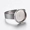 Tarnish Resistant Adjustable 304 Stainless Steel Finger Rings Components, Pad Ring Base Findings, Flat Round, Stainless Steel Color, Size 7, 17mm, Tray: 10mm