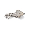 Brass Micro Pave Clear Cubic Zirconia Fold Over Clasps, Cadmium Free & Nickel Free & Lead Free, with Shell, Flower, Platinum, 31mm, Hole: 1.2mm