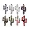 Eco-Friendly Cowhide Big Pendants, Cactus, Mixed Color, 60x30x1.5mm, Hole: 1.5mm