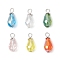 Electroplate Glass Pendants, Teardrop, with Iron Loop, Facted, Antique Silver & Platinum, 23x10mm, Hole: 3.5mm