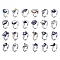 Adjustable Iron Changing Mood Rings, with Brass Findings, Cartoon, Mixed Size, Platinum, Black, 16~20mm Inner Diameter, 100pcs/box