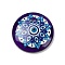 Handmade Lampwork Pendants, Flat Round with Evil Eye, Indigo, 30x6mm, Hole: 3.5mm