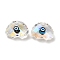 Transparent Glass Pendants, with Enamel, Faceted, Half Round with Evil Eye Pattern, Black, 21x29x14.5mm, Hole: 1.6mm