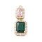 Rack Plating Brass Micro Pave Clear Cubic Zirconia Big Pendants, with Glass Rhinestone, Rectangle Charms, Long-Lasting Plated, Cadmium Free & Lead Free, Real 18K Gold Plated, 25x10x5.5mm, Hole: 1.4mm