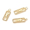 Brass Micro Pave Clear Cubic Zirconia Pendants, Cadmium Free & Lead Free, Rectangle with Star, Real 18K Gold Plated, 31x10x2mm, Hole: 3.5mm
