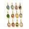 Ion Plating(IP) 304 Stainless Steel Rhinestone Pendants, Oval Charms, Real 14K Gold Plated, Mixed Color, 14.5x7x4mm, Hole: 4.5z2.5mm