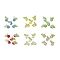 Transparent Electroplate Glass Beads with Transparent Acrylic Charms and Brass Ball Head pins Pendants, Leaf, Golden, 13x13x8mm, Hole: 2.8mm