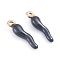 Ion Plating(IP) 304 Stainless Steel Pendants, Enamelled Sequins, Horn of Plenty/Italian Horn Cornicello Charms, Golden, Black, 17.5x4.5x3.5mm, Hole: 1mm