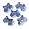 Transparent Spray Paint Glass Beads, Bowknot, Blue, 9.5x14x6.5mm, Hole: 1mm