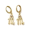 Brass Clear Cubic Zirconia Hoop Earrings, Real 18K Gold Plated, Letter M, 30.5mm, pendants: 17x11x2mm