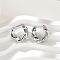 Brass Clear Cubic Zirconia Hoop Earrings, Twist, Platinum, 15.5x15.5x4mm