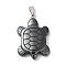 Synthetic Non-Magnetic Hematite Pendants, Tortoise Charms with Tortoise Tone Brass Snap on Bails, 30x20.5x4.5mm, Hole: 6.5x2.5mm