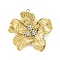 304 Stainless Steel Pendants, with Rhinestone, Flower Charm, Real 14K Gold Plated, Crystal, 26x24.5x4mm, Hole: 1.2mm