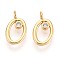 Brass Micro Pave Cubic Zirconia Charms, Long-Lasting Plated, Nickel Free, Real 18K Gold Plated, Letter, Letter O, 13x7.5x3.5mm, Hole: 1.5~1.8mm