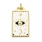 Brass Micro Pave Cubic Zirconia Pendant with Enamel, Cadmium Free & Nickel Free & Lead Free, Rectangle, White, 45.5x25.5x2.5mm, Hole: 4.5mm
