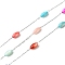 Shell Pearl Beads,Dyed with 304 Stainless Steel Chains, Soldered, with Spool, Mixed Color, 7.5x3mm