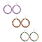 3 Pairs 3 Style Natural Mixed Gemstone Beaded Ring Dangle Earrings, Brass Long Drop Earrings, 63x40mm, 1 Pair/color