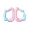 Translucent Resin Decoden Cabochon, Two Tone Glitter Irregular Frame, Pearl Pink, Light Blue, 43x32x6mm