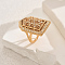 Brass Micro Pave Cubic Zirconia Geometric Statement Finger Rings for Women, Golden, Clear, 31x20mm, Inner Diameter: Adjustable