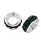 Brass Rhinestone Spacer Beads, Grade A, Rondelle, Silver Color Plated, Emerald, 7x3.3mm