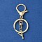 Alloy Initial Letter Charm Keychains, with Alloy Clasp, Golden, Letter Y, 8.5cm