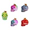 5Pcs 5 Color Electroplate K9 Glass Pendants, with Golden Plated Brass Bails, Skull, Halloween, Mixed Color, 25x26~27x19mm, Hole: 5x3mm, 1pc/color