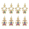 8Pcs 2 Style Brass Micro Pave Cubic Zirconia Charms, with Jump Ring, Real 18K Gold Plated, Girl Charm, Mixed Color, 13~14.5x8.5~9.5x1.5~2.5mm, Hole: 1.4~3.2mm, 4pcs/style