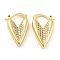 Brass Micro Pave Clear Cubic Zirconia Hoop Earrings, Long-Lasting Plated, Real 18K Gold Plated, Cadmium Free & Lead Free, Real 18K Gold Plated, 25.5x17x4.5mm