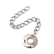 Tarnish Resistant 304 Stainless Steel Curb Chain Extenders, End Chains with 201 Stainless Steel Donut Chain Tab, Stainless Steel Color, 60mm