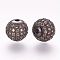Brass Micro Pave Cubic Zirconia Beads, Round, Gunmetal, 10mm, Hole: 2mm