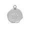 304 Stainless Steel Pendants, Flat Round Charm, Stainless Steel Color, Flower, 16x13mm