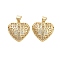 Brass Pave Clear Cubic Zirconia Pendants, Cadmium Free & Lead Free, Golden, Heart, 19.5x19x6mm, Hole: 5mm