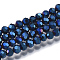 Electroplate Glass Bead Strands, Faceted, Round, Blue Plated, 3mm, Hole: 0.5mm, about 190pcs/strand, 21.67 inch
