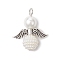 50Pcs Acrylic Imitation Pearl & Glass Pearl Pendants, with Alloy Beads, Angel Charms, Antique Silver & Platinum, 27x22x10mm, Hole: 4mm