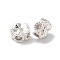 Brass Micro Pave Clear Cubic Zirconia Beads, Cadmium Free & Nickel Free & Lead Free, Flower, 925 Sterling Silver Plated, 4.5x3mm, Hole: 1.2mm