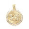 Brass Micro Pave Cubic Zirconia Pendants, Cadmium Free & Nickel Free & Lead Free, Flat Round with Butterfly, Real 18K Gold Plated, 21x19x3mm, Hole: 4x2.5mm