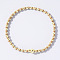 Korean Style Glass Seed & Brass Round Beaded Stretch Bracelets for Women, Gold, Inner Diameter: 6-1/2 inch(16.5cm)
