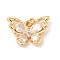 Brass Micro Pave Clear Cubic Zirconia Pendants, Cadmium Free & Nickel Free & Lead Free, with Jump Rings, Butterfly, Real 18K Gold Plated, 12x17.5x4mm, Hole: 2mm
