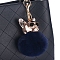 Dog Furry Pom-Pom Keychain for Women, Imitation Rabbit Fur Car Charm Bag Pendant, Dark Blue, 180x80mm