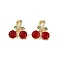 Brass Micro Pave Cubic Zirconia Pendants, Cadmium Free & Lead Free, Cherry, Real 18K Gold Plated, 15x14.5x4.5mm, Hole: 4x3mm