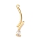 Brass Micro Pave Cubic Zirconia Pendants, Cadmium Free & Nickel Free & Lead Free, Branch Charms, Real 18K Gold Plated, 30.5x7x4mm, Hole: 1.4mm