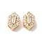 Brass Micro Pave Clear Cubic Zirconia Beads, Cadmium Free & Nickel Free & Lead Free, Hexagon, Real 18K Gold Plated, 8x5x4mm, Hole: 1x4mm