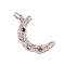 Brass Micro Pave Colorful Cubic Zirconia Textured Pendants, with Jump Rings, Long-Lasting Plated, Moon, Platinum, 19.5x12x3mm, Jump Ring: 5x0.7mm, Inner Diameter: 3.6mm